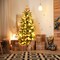 Costway 5Ft Pre-lit Artificial Pencil Christmas Tree Hinged Fir PVC Tree /150 LED Lights